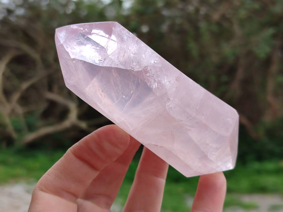 Polished Double Terminated Rose Quartz Points x 6 Madagascar - Toprock Gemstones and Minerals 