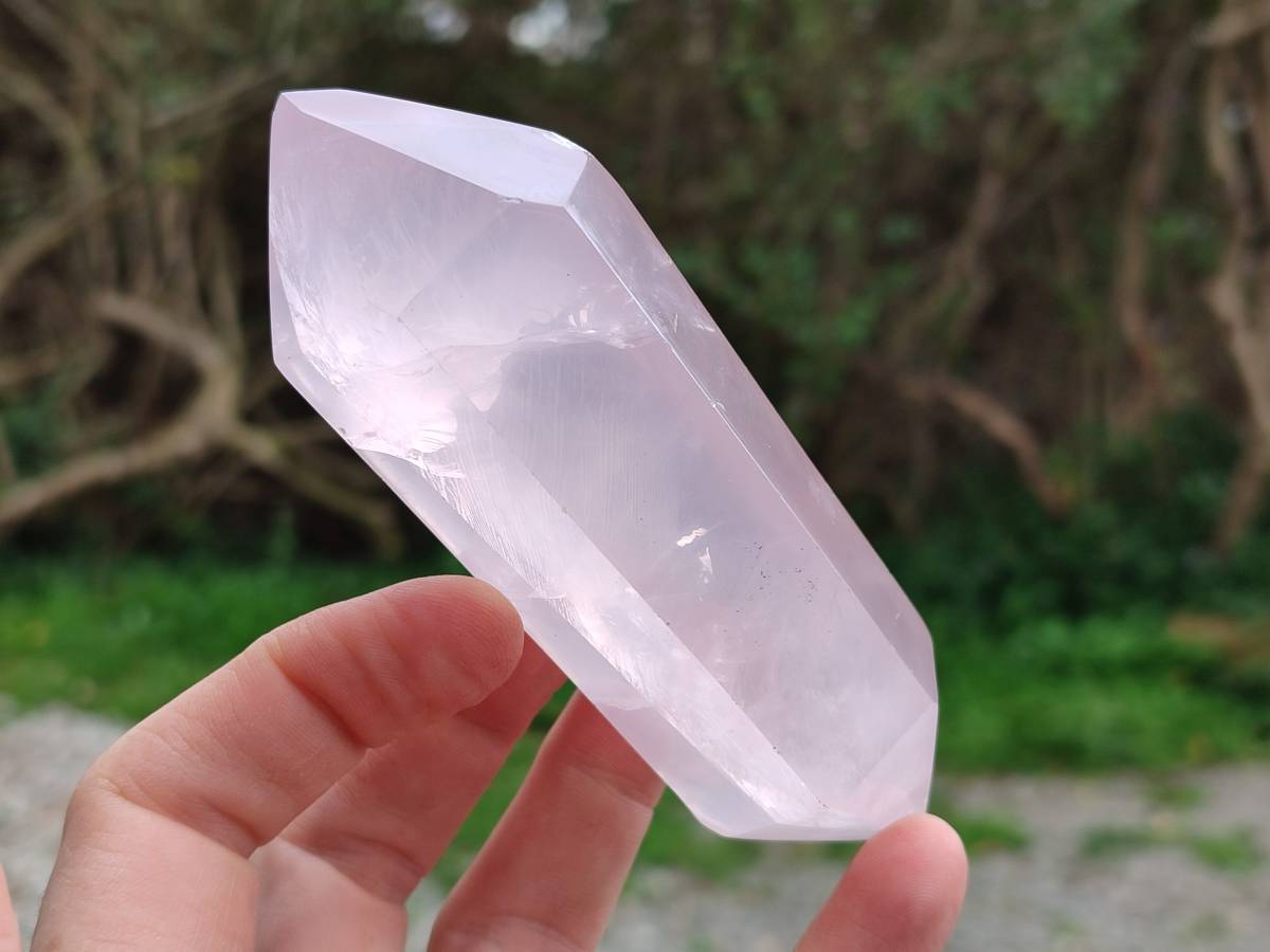 Polished Double Terminated Rose Quartz Points x 6 Madagascar - Toprock Gemstones and Minerals 