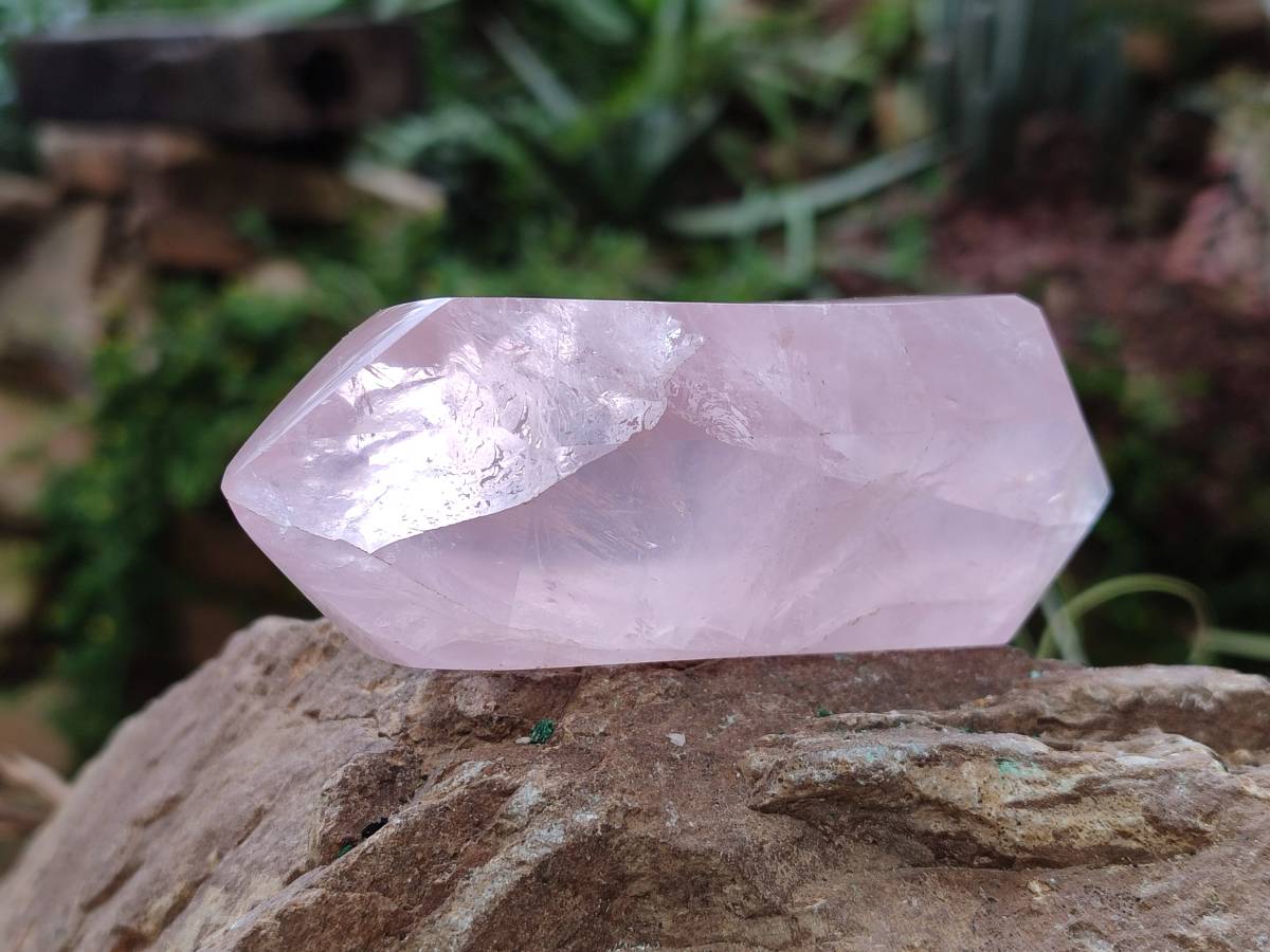 Polished Double Terminated Rose Quartz Points x 6 Madagascar - Toprock Gemstones and Minerals 