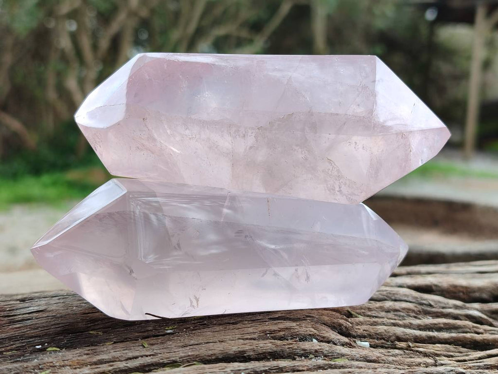 Polished Double Terminated Rose Quartz Points x 6 Madagascar - Toprock Gemstones and Minerals 