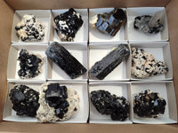 Natural Schorl Black Tourmaline Specimens x 12 From Erongo, Namibia