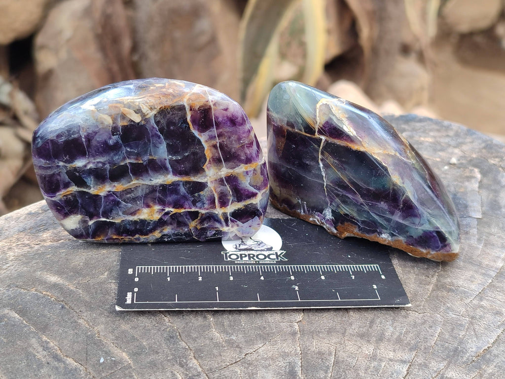 Polished Watermelon Fluorite Free Forms x 6 From Uis, Namibia - Toprock Gemstones and Minerals 
