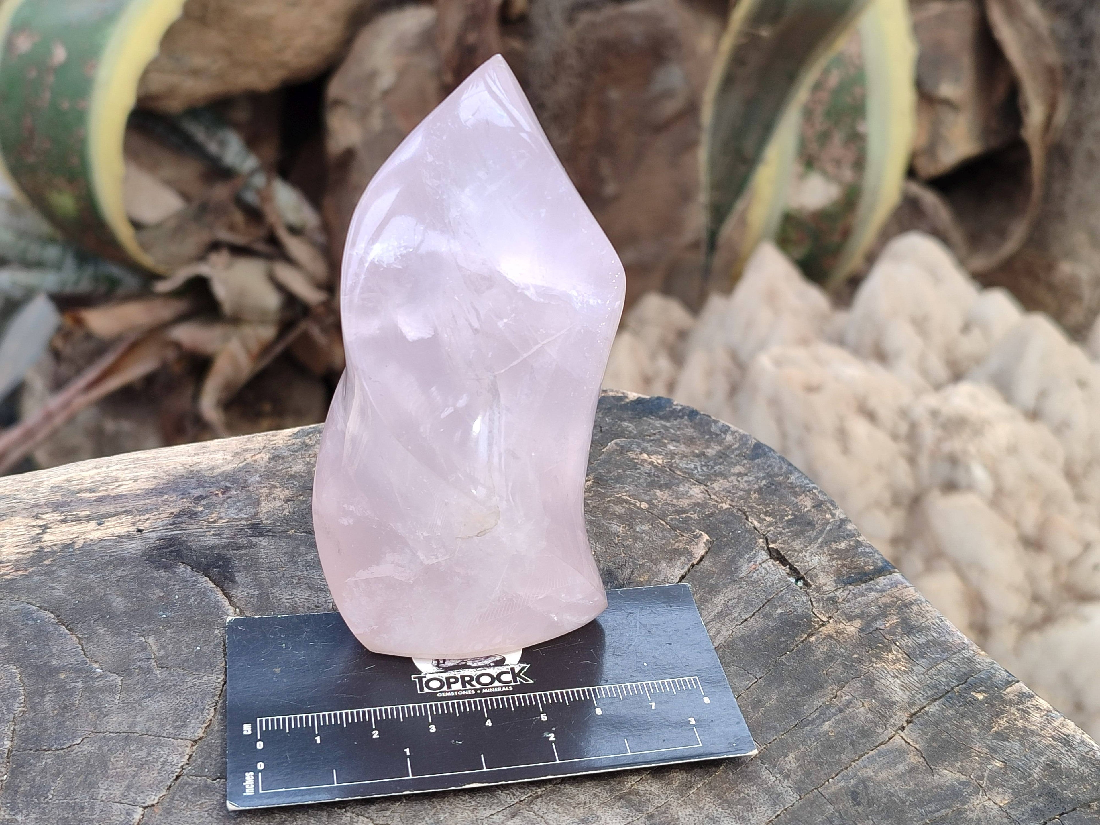 Polished Rose Quartz Flames x 2 Madagascar - Toprock Gemstones and Minerals 