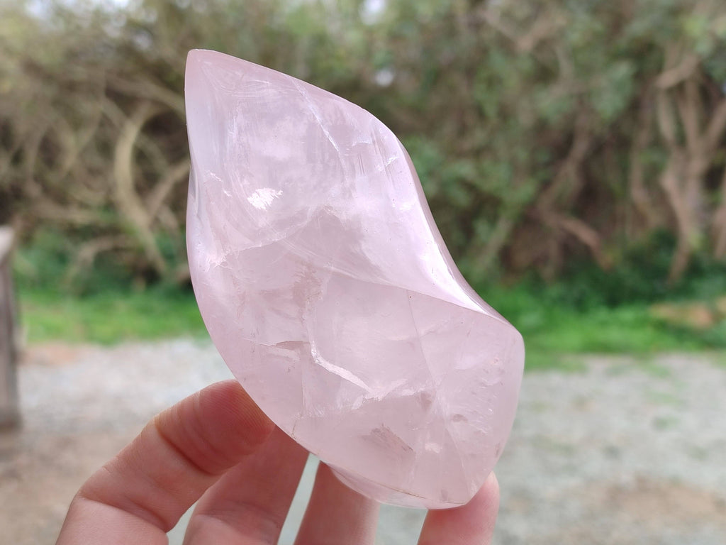 Polished Rose Quartz Flames x 2 Madagascar - Toprock Gemstones and Minerals 