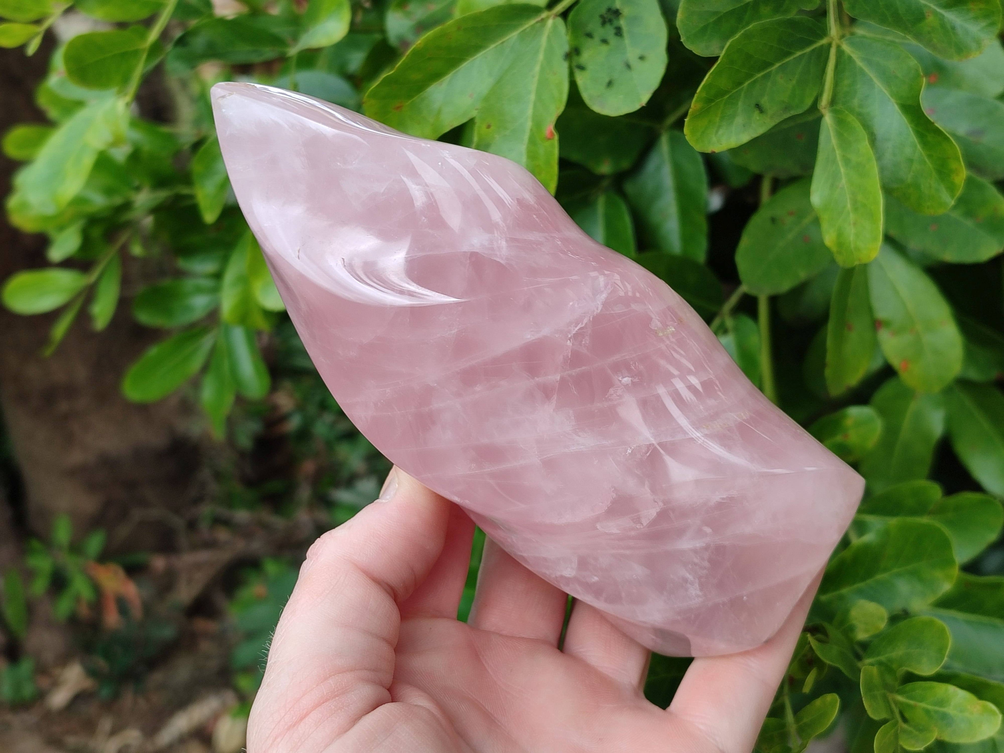 Polished Rose Quartz Flames x 2 Madagascar - Toprock Gemstones and Minerals 