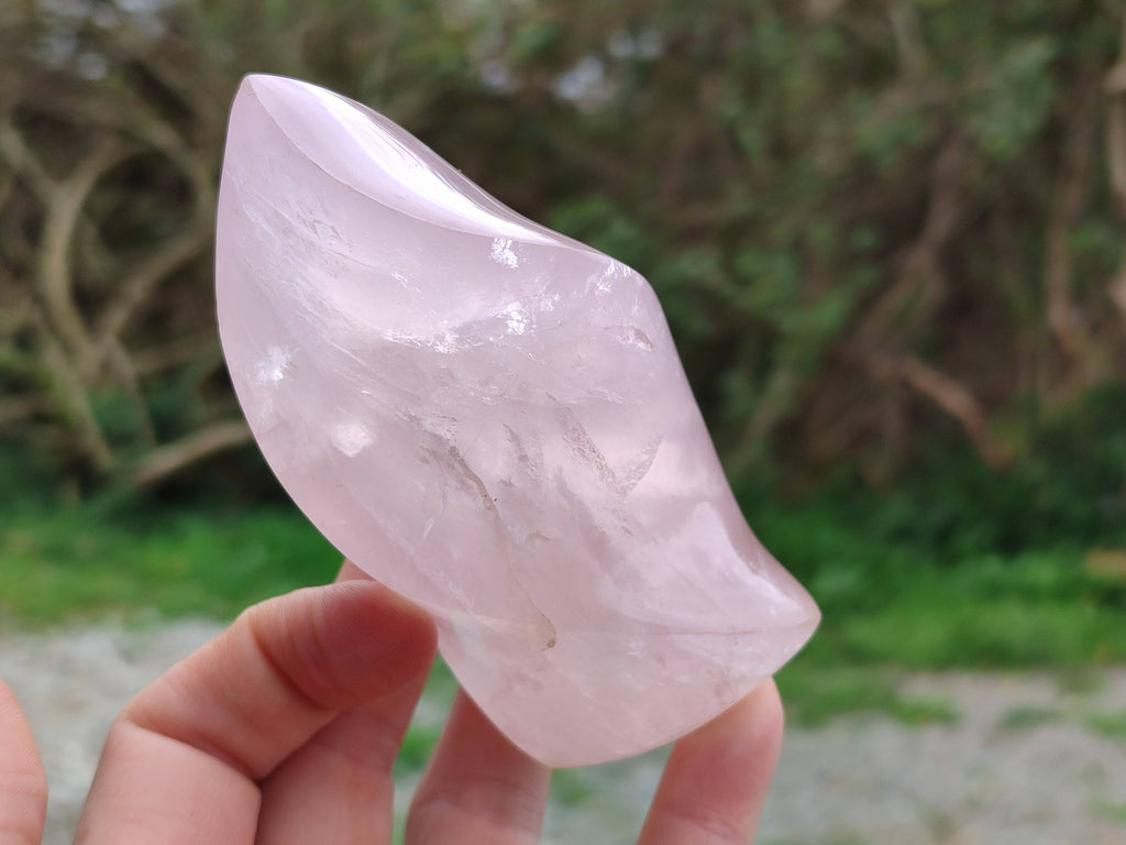 Polished Rose Quartz Flames x 2 Madagascar - Toprock Gemstones and Minerals 