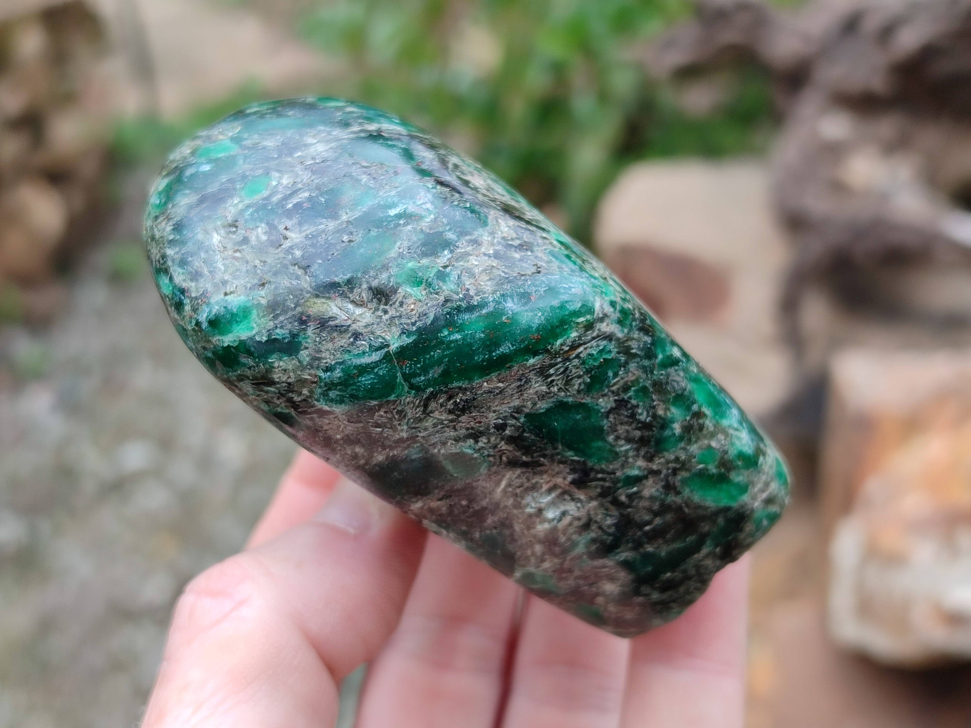 Polished Emerald Mica In Matrix 'Mutokolite' Standing Free Forms x 3 From Mutoko, Zimbabwe - Toprock Gemstones and Minerals 