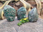 Polished Emerald Mica In Matrix 'Mutokolite' Standing Free Forms x 3 From Mutoko, Zimbabwe - Toprock Gemstones and Minerals 