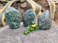 Polished Emerald Mica In Matrix 'Mutokolite' Standing Free Forms x 3 From Mutoko, Zimbabwe - Toprock Gemstones and Minerals 