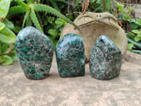 Polished Emerald Mica In Matrix 'Mutokolite' Standing Free Forms x 3 From Mutoko, Zimbabwe - Toprock Gemstones and Minerals 