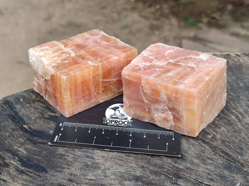 Natural Sunset Orange Calcite Specimens x 12 From Spitzkop, Namibia - Toprock Gemstones and Minerals 