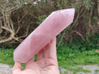 Polished Double Terminated Rose Quartz Points x 2 Madagascar - Toprock Gemstones and Minerals 