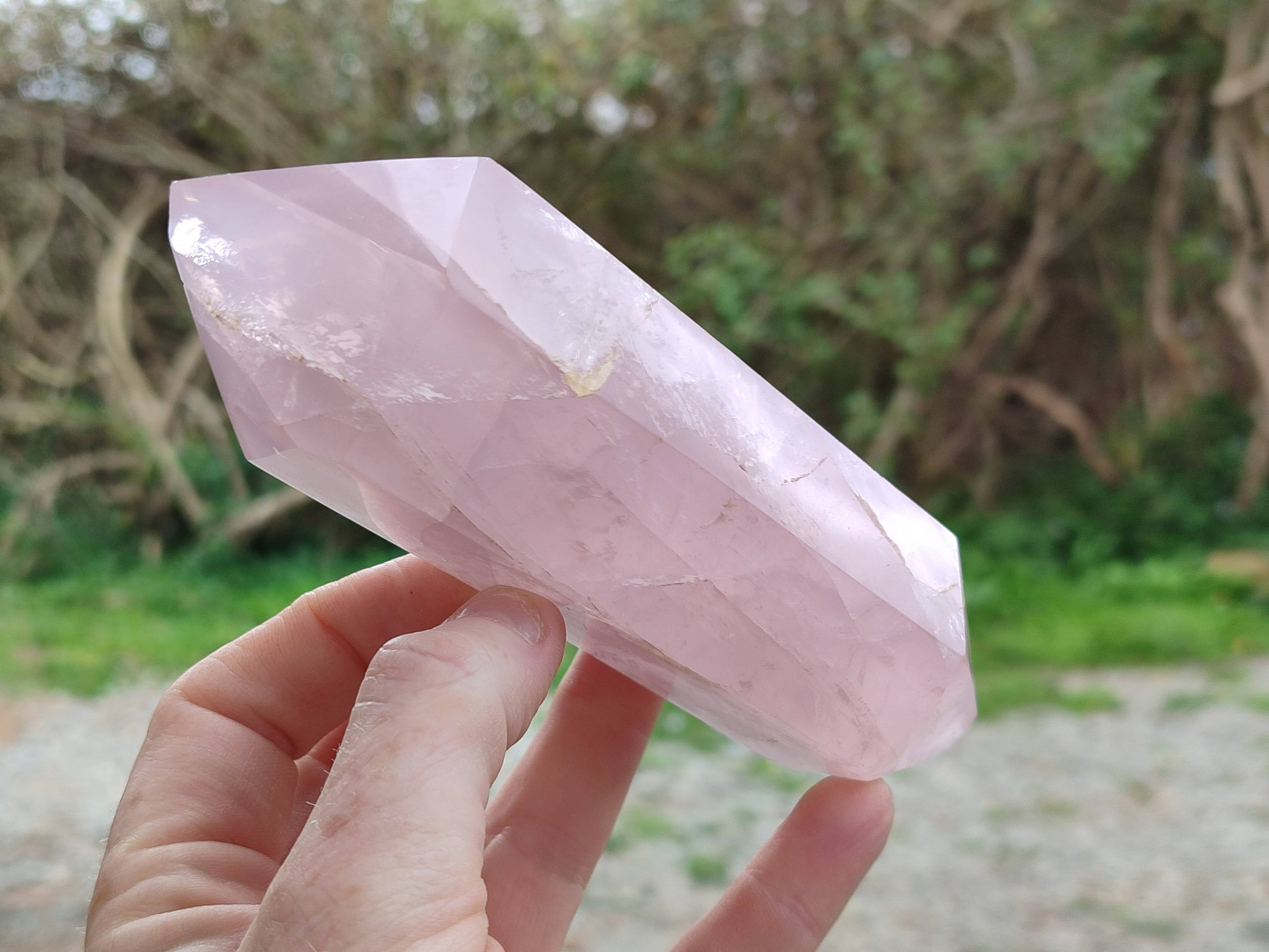 Polished Double Terminated Rose Quartz Points x 2 Madagascar - Toprock Gemstones and Minerals 