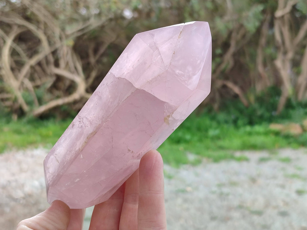 Polished Double Terminated Rose Quartz Points x 2 Madagascar - Toprock Gemstones and Minerals 