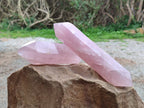 Polished Double Terminated Rose Quartz Points x 2 Madagascar - Toprock Gemstones and Minerals 