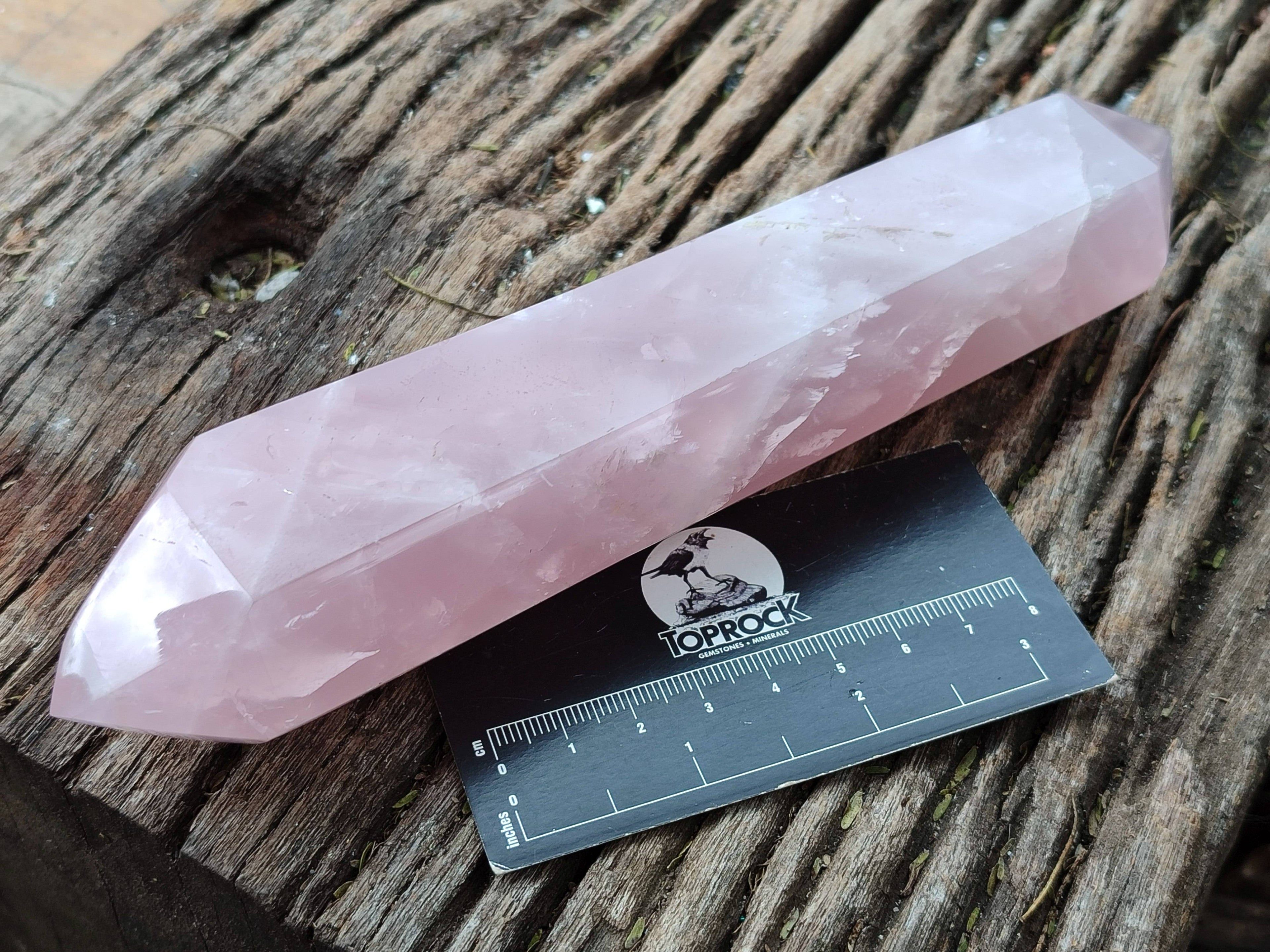 Polished Double Terminated Rose Quartz Points x 2 Madagascar - Toprock Gemstones and Minerals 