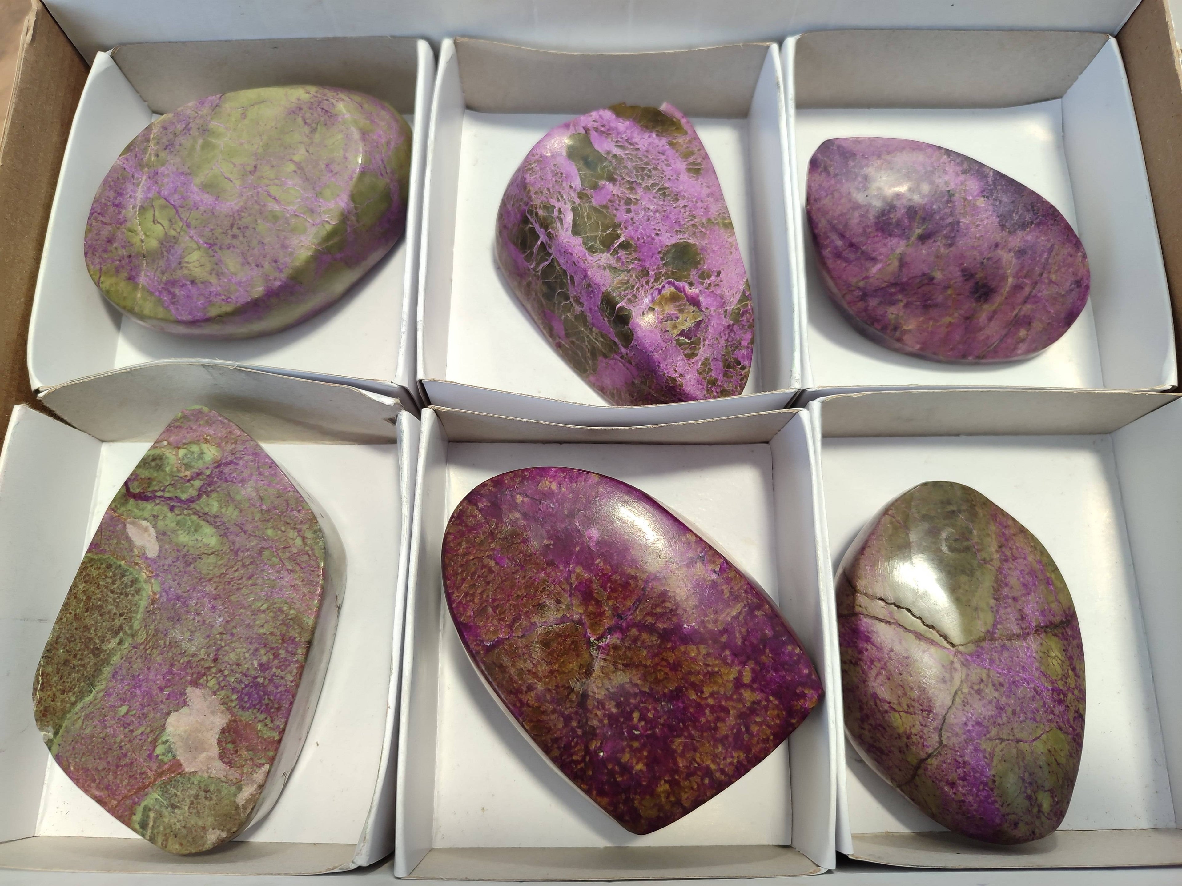 Polished Stichtite Free Forms x 6 From Barberton, South Africa - Toprock Gemstones and Minerals 