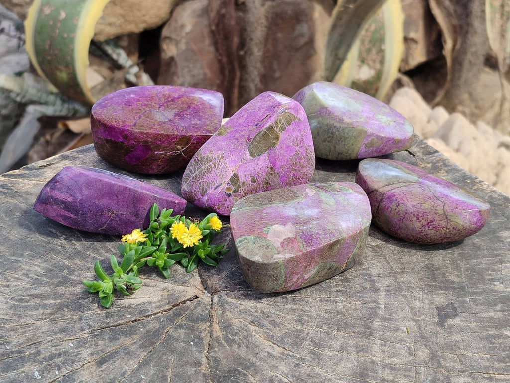 Polished Stichtite Free Forms x 6 From Barberton, South Africa - Toprock Gemstones and Minerals 