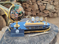 Polished Gemstone World Globe Desk Set x 1 From China