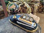 Polished Gemstone World Globe Desk Set x 1 From China - Toprock Gemstones and Minerals 