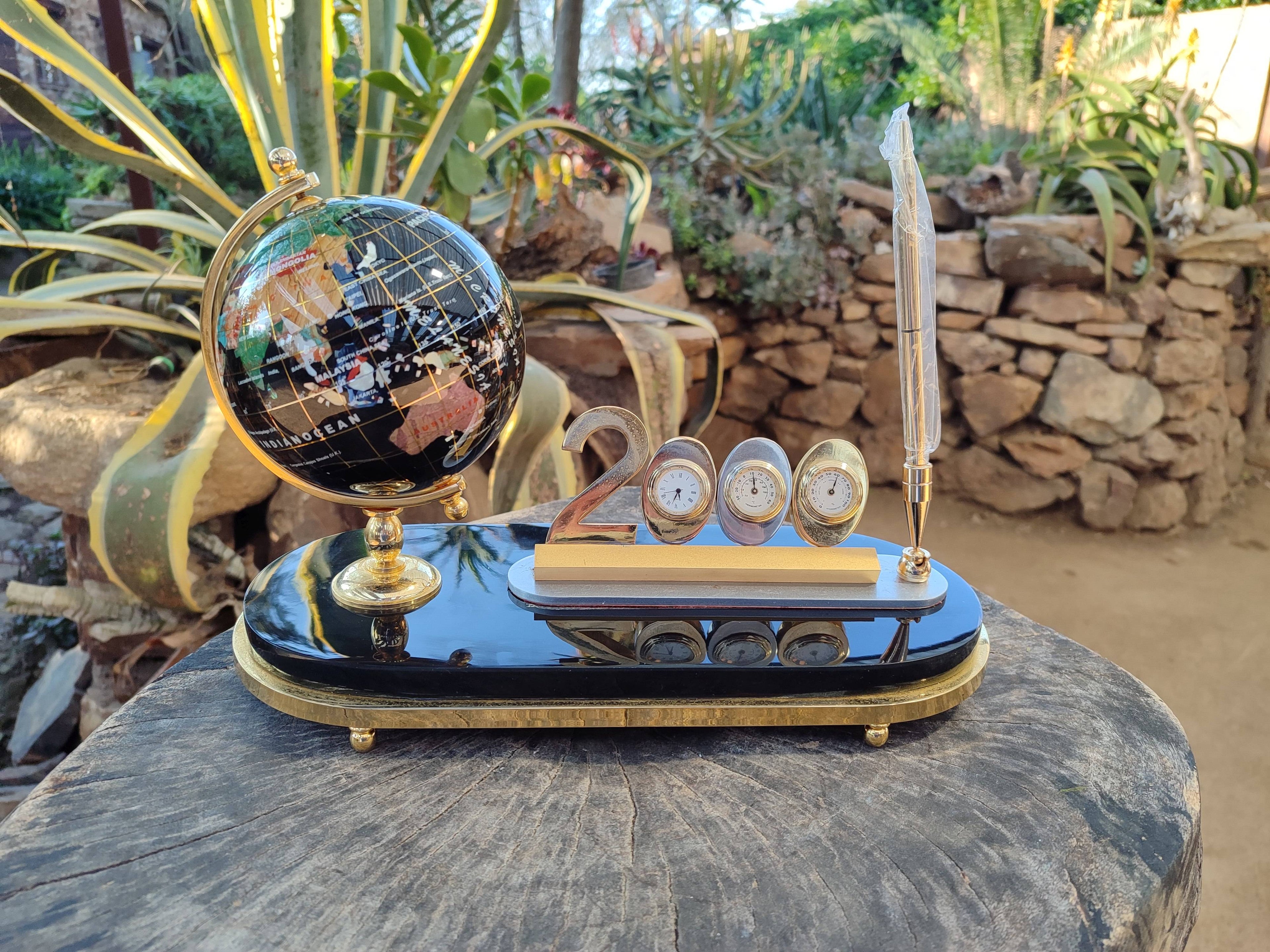 Polished Gemstone World Globe Desk Set x 1 From China - Toprock Gemstones and Minerals 