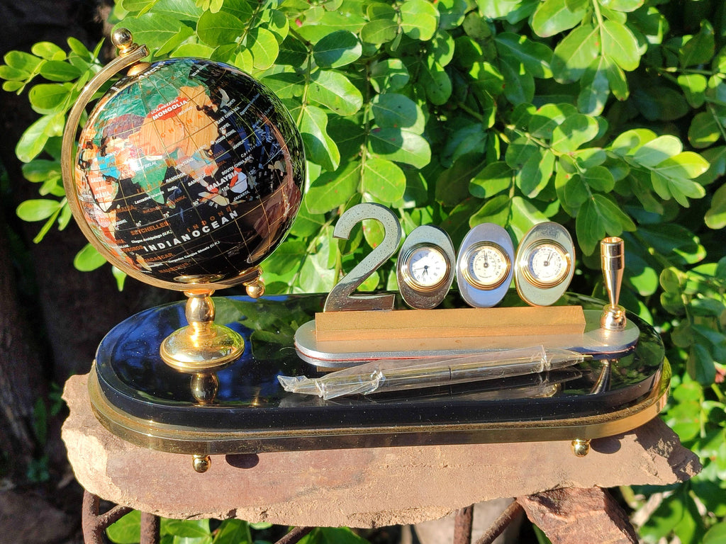 Polished Gemstone World Globe Desk Set x 1 From China - Toprock Gemstones and Minerals 