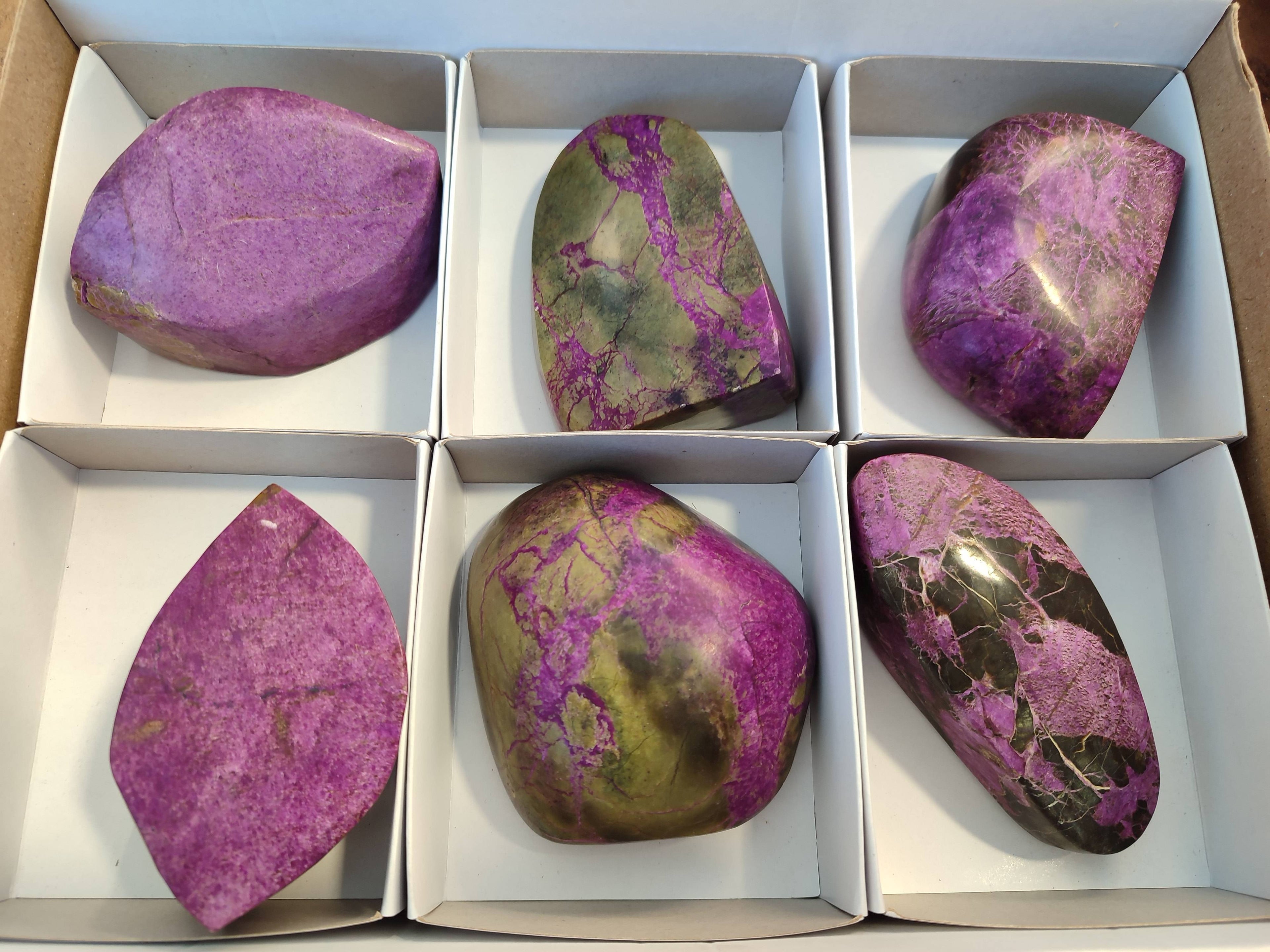 Polished Stichtite Free Forms x 6 From Barberton, South Africa - Toprock Gemstones and Minerals 