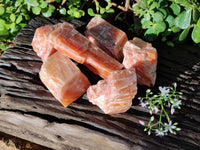 Natural Sunset Orange Calcite Specimens x 6 From Spitzkop, Namibia