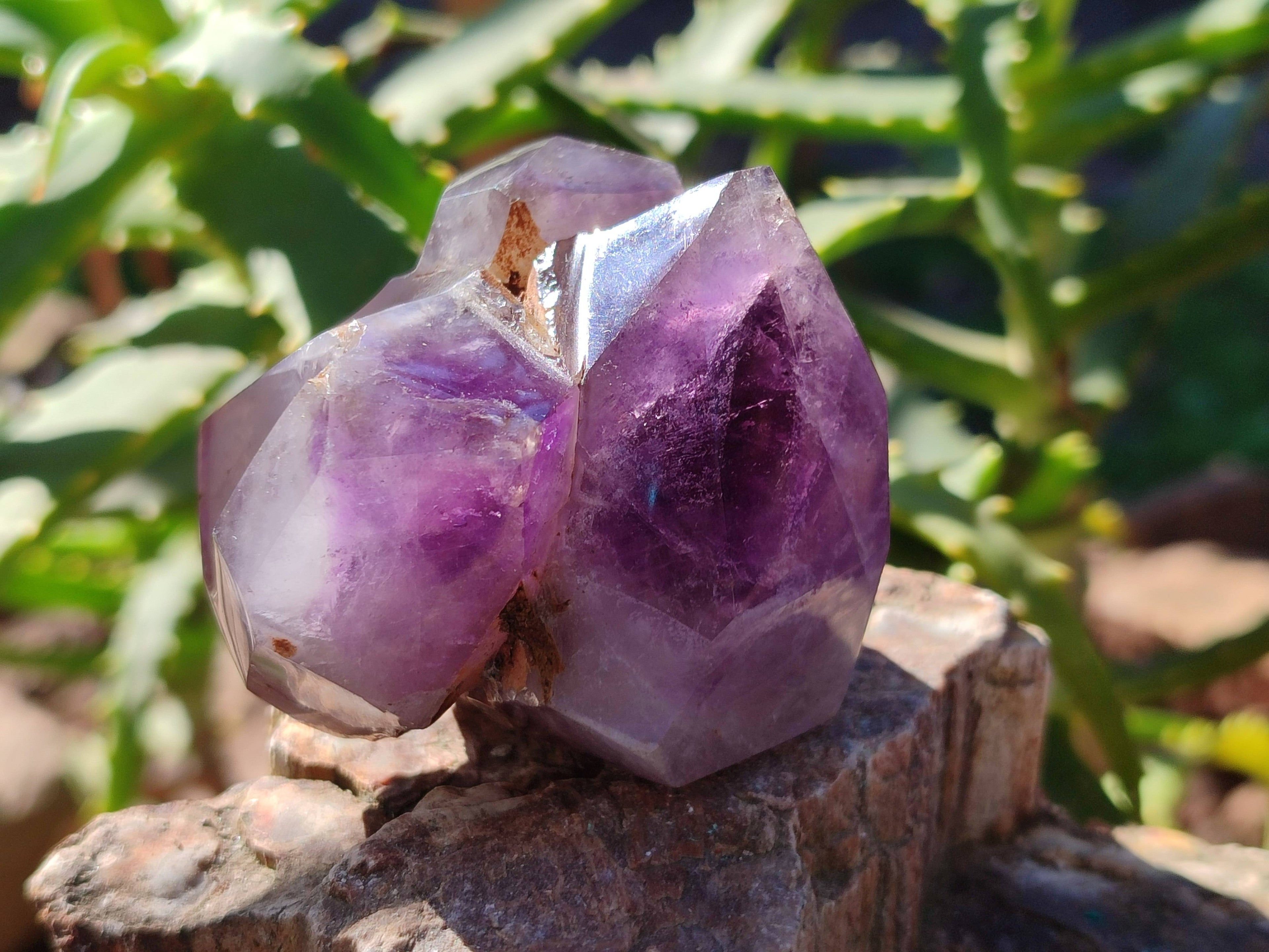 Polished Window Amethyst Quartz Crystals x 6 From Akansobe, Madagascar - Toprock Gemstones and Minerals 