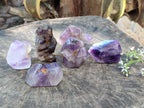 Polished Window Amethyst Quartz Crystals x 6 From Akansobe, Madagascar - Toprock Gemstones and Minerals 