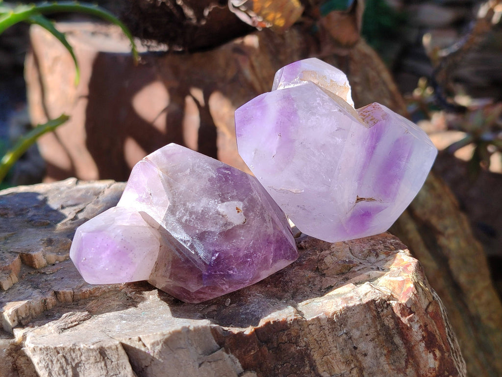 Polished Window Amethyst Quartz Crystals x 6 From Akansobe, Madagascar - Toprock Gemstones and Minerals 