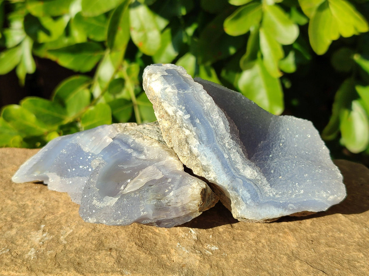 Natural Blue Lace Agate Geode Specimens x 12 From Malawi - Toprock Gemstones and Minerals 
