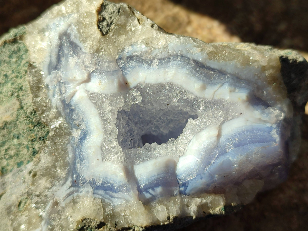 Natural Blue Lace Agate Geode Specimens x 12 From Malawi - Toprock Gemstones and Minerals 