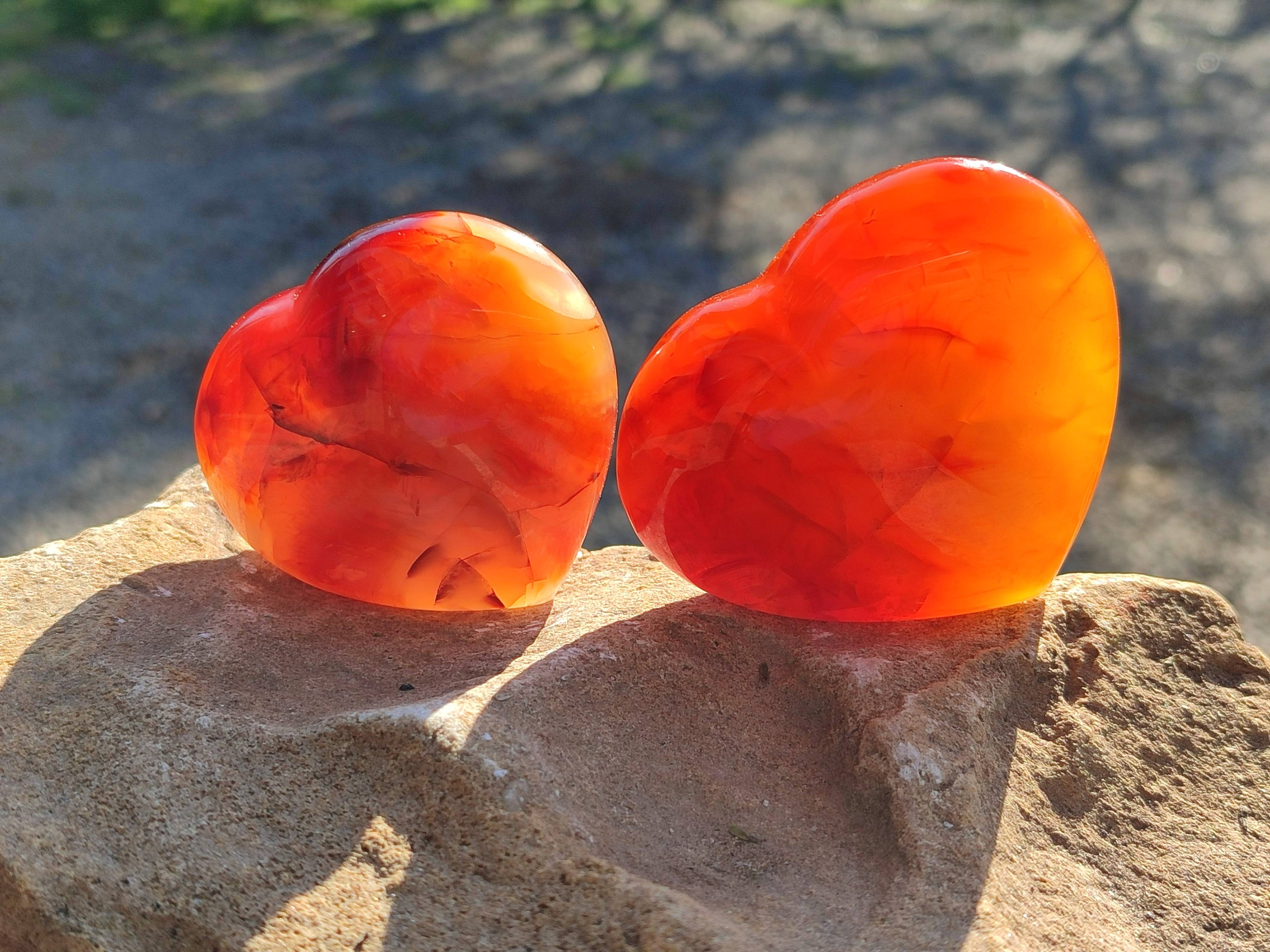 Polished Carnelian Agate Hearts x 6 From Madagascar - Toprock Gemstones and Minerals 