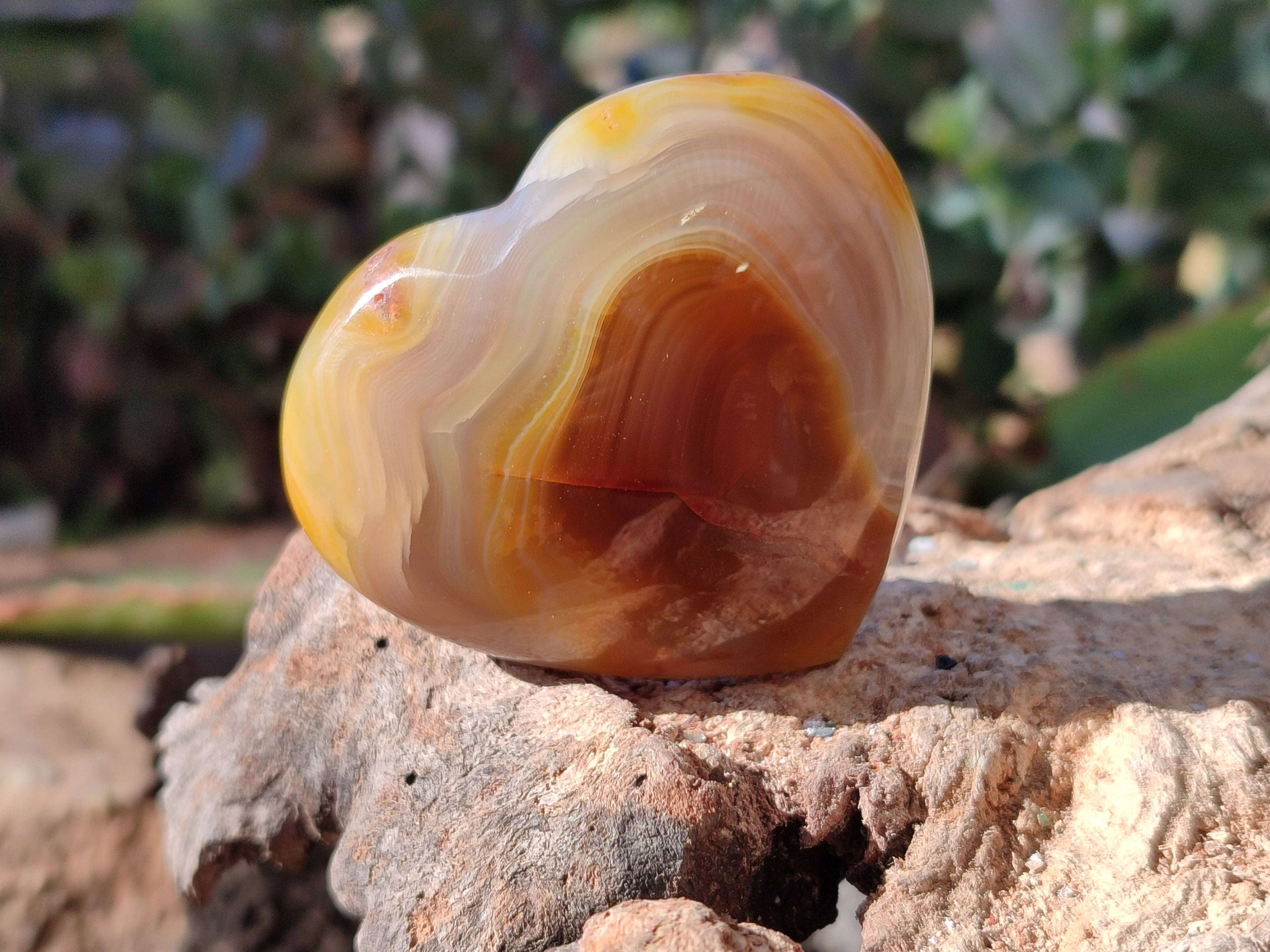 Polished Carnelian Agate Hearts x 6 From Madagascar - Toprock Gemstones and Minerals 