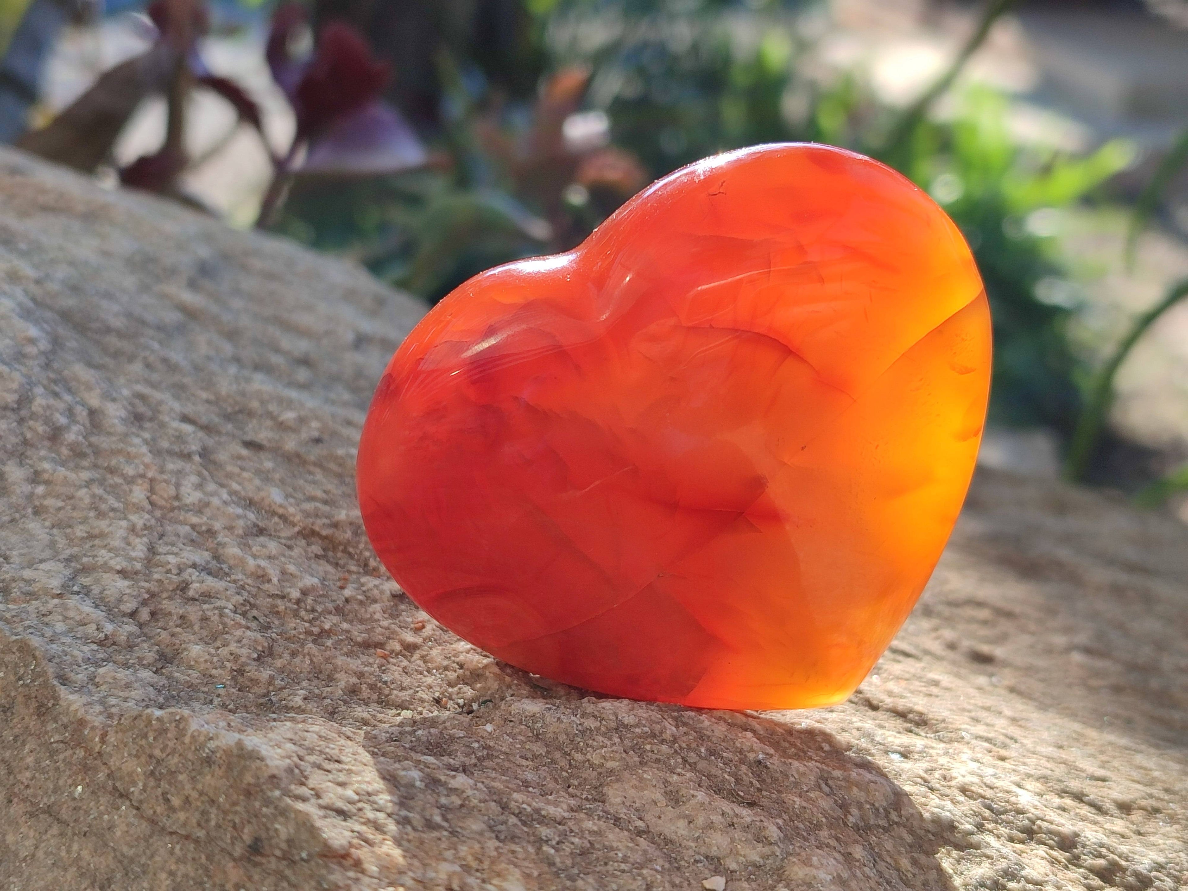 Polished Carnelian Agate Hearts x 6 From Madagascar - Toprock Gemstones and Minerals 