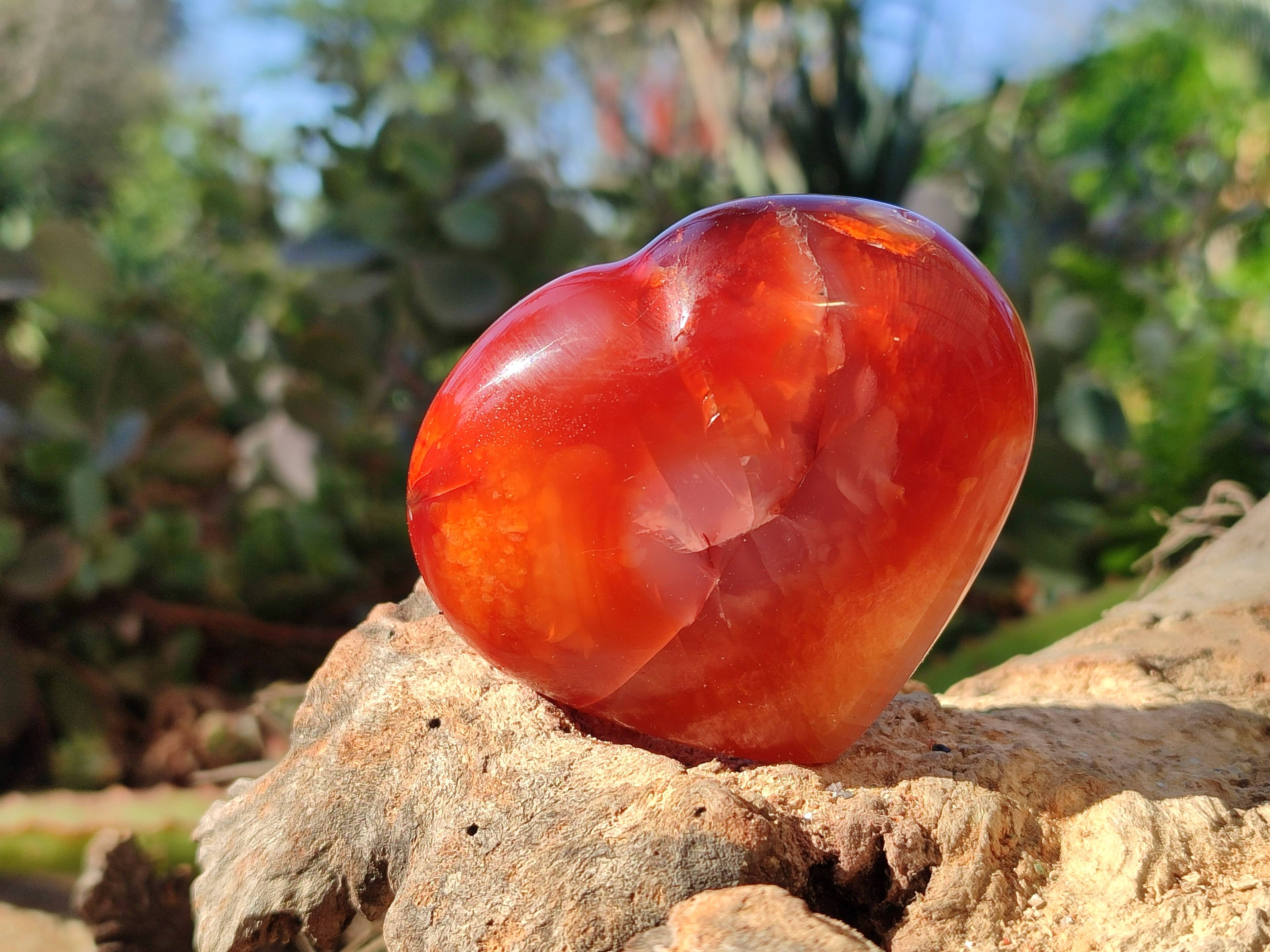 Polished Carnelian Agate Hearts x 6 From Madagascar - Toprock Gemstones and Minerals 