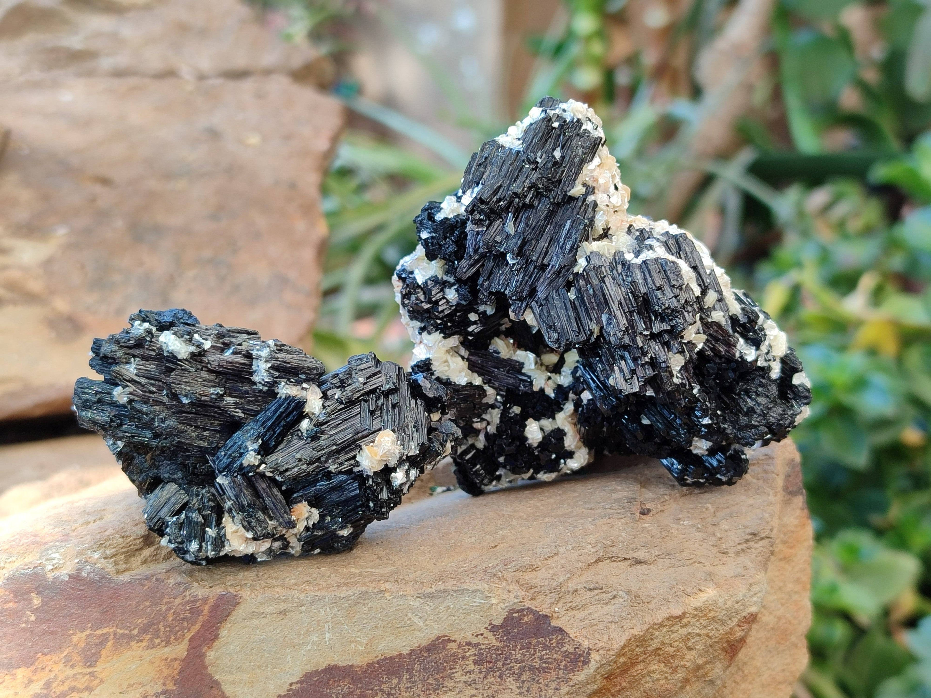 Natural Schorl Black Tourmaline Specimens x 12 From Erongo, Namibia - Toprock Gemstones and Minerals 