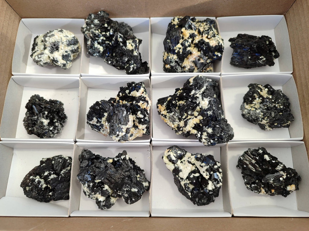 Natural Schorl Black Tourmaline Specimens x 12 From Erongo, Namibia - Toprock Gemstones and Minerals 
