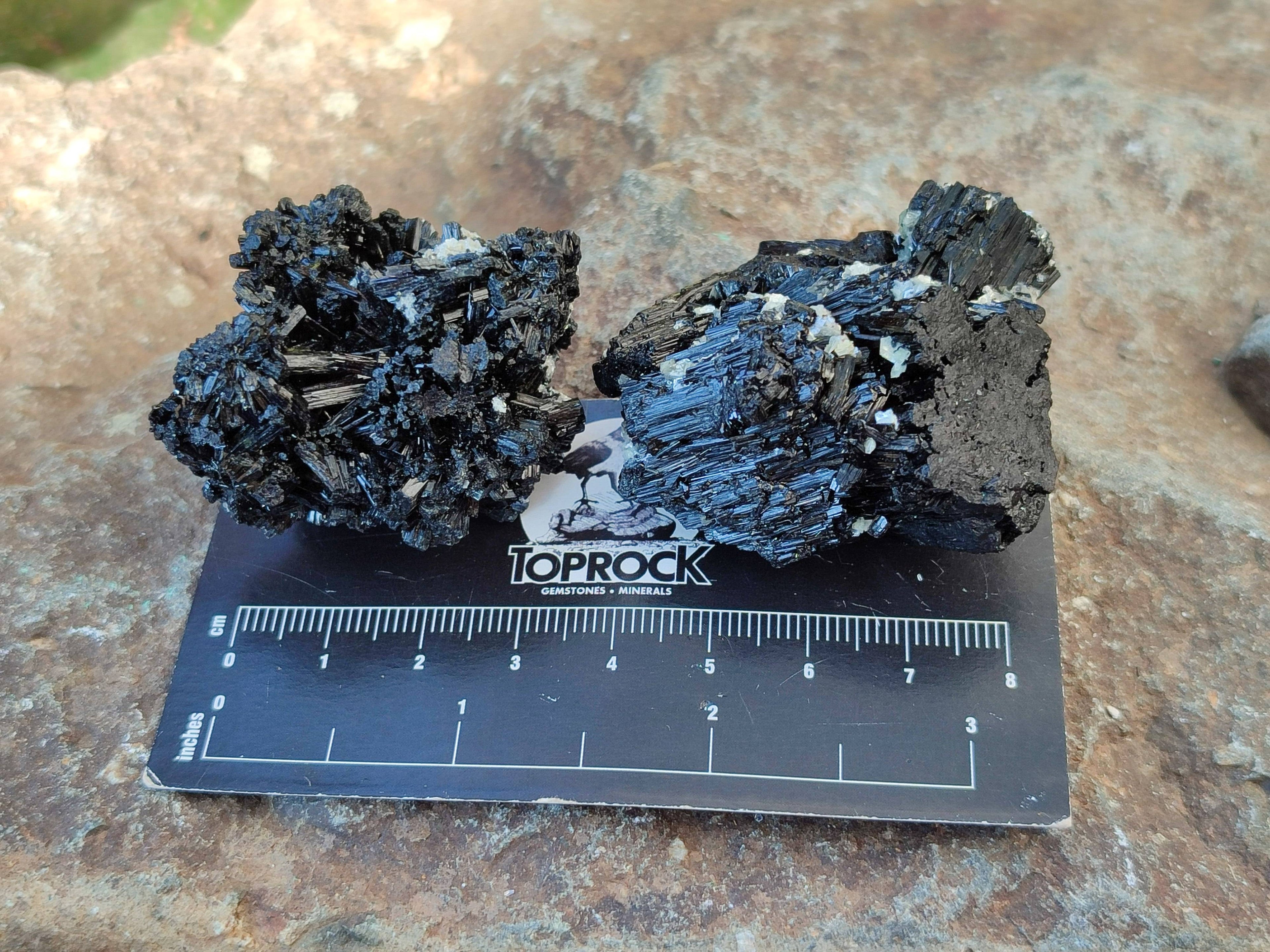 Natural Schorl Black Tourmaline Specimens x 12 From Erongo, Namibia - Toprock Gemstones and Minerals 