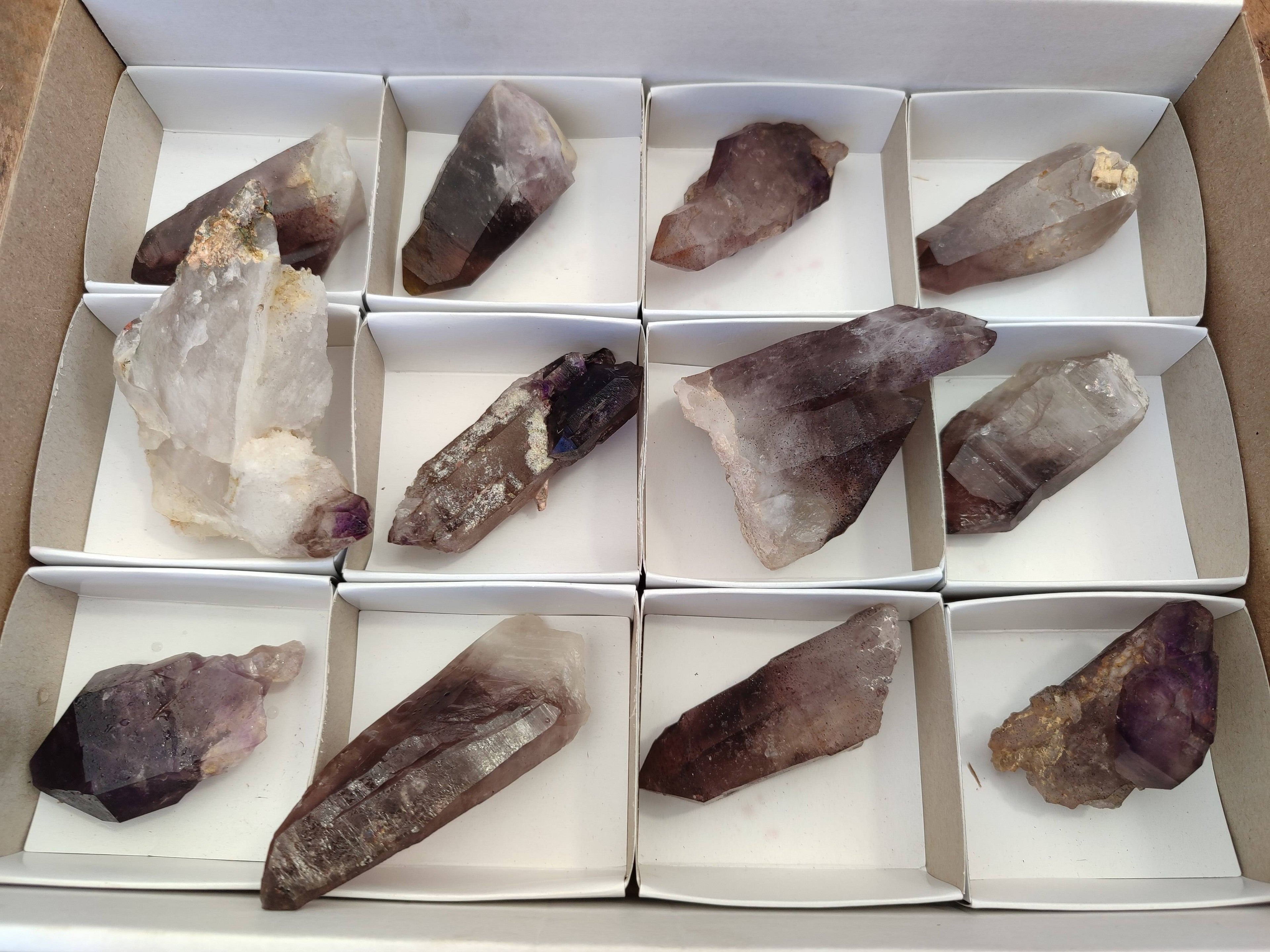 Natural Smokey Amethyst Crystals x 12 From Brandberg, Namibia - Toprock Gemstones and Minerals 