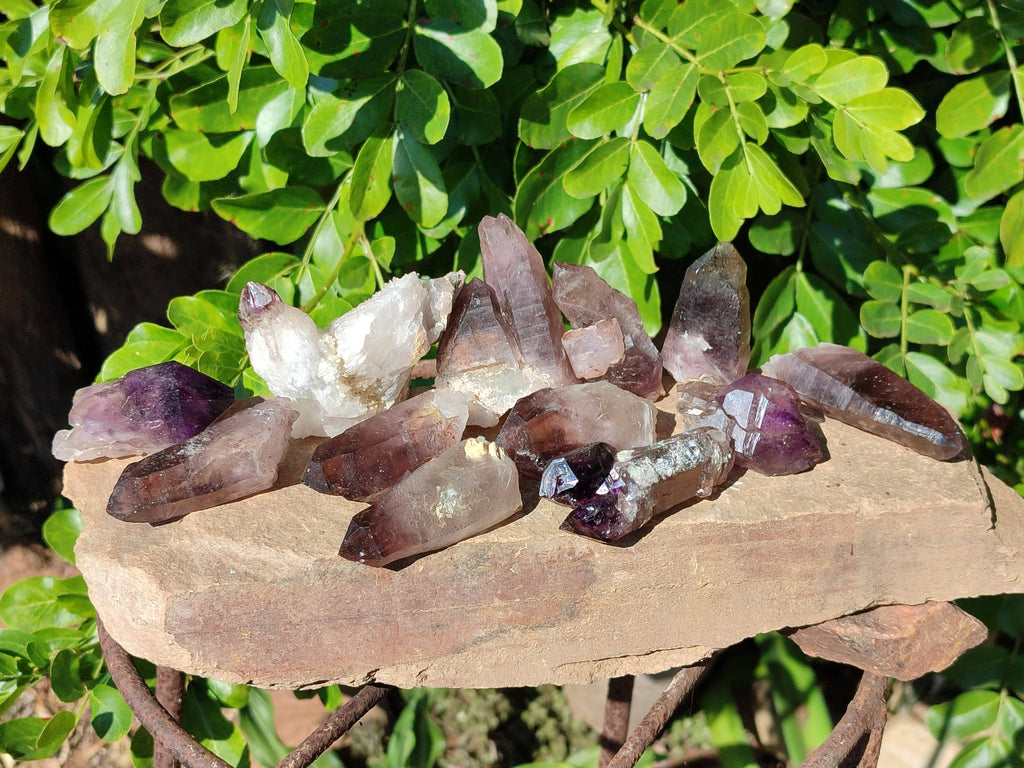 Natural Smokey Amethyst Crystals x 12 From Brandberg, Namibia - Toprock Gemstones and Minerals 