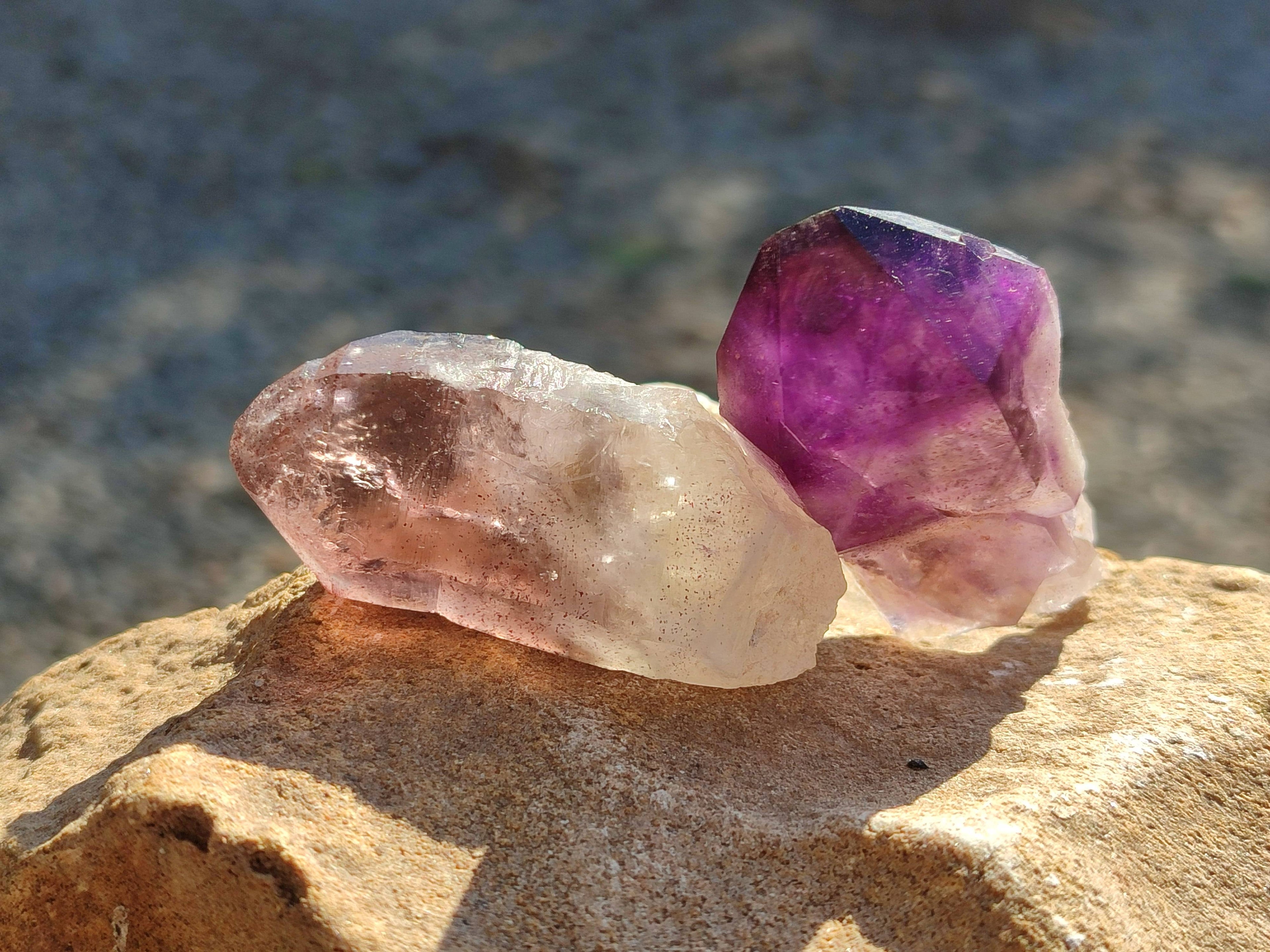Natural Smokey Amethyst Crystals x 12 From Brandberg, Namibia - Toprock Gemstones and Minerals 