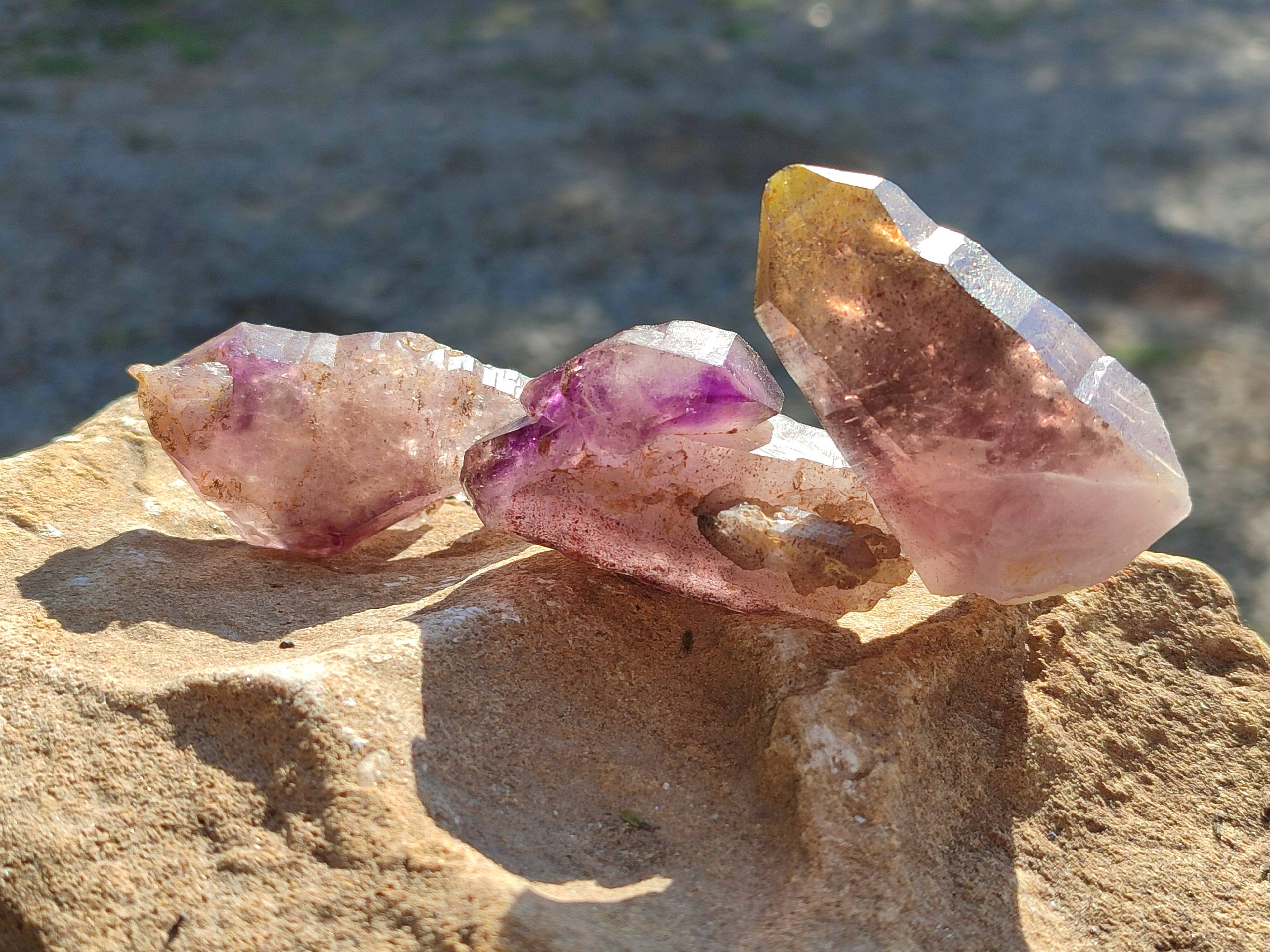 Natural Smokey Amethyst Crystals x 12 From Brandberg, Namibia - Toprock Gemstones and Minerals 