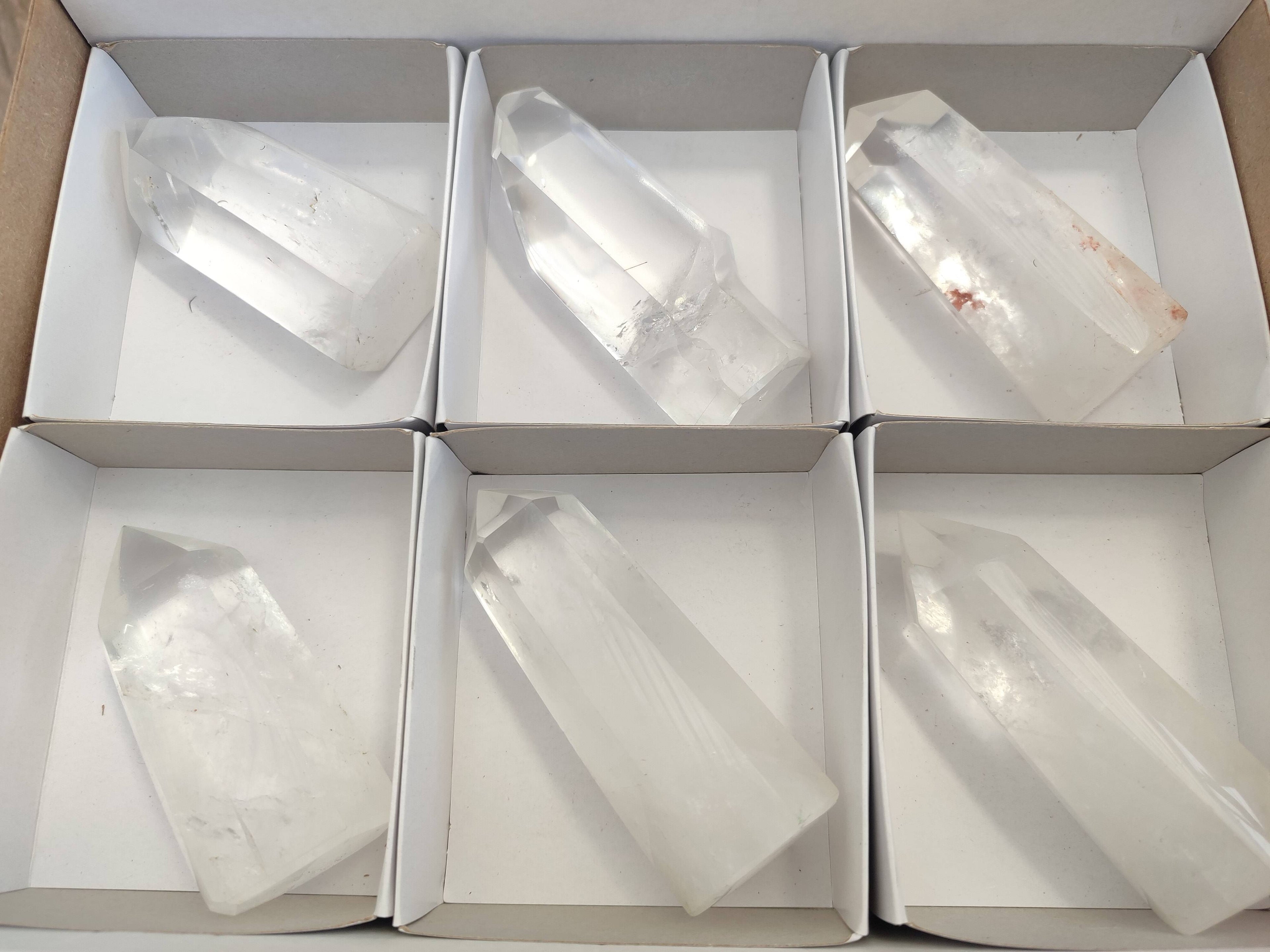 Polished Clear Quartz Crystals x 6 From Madagascar - Toprock Gemstones and Minerals 