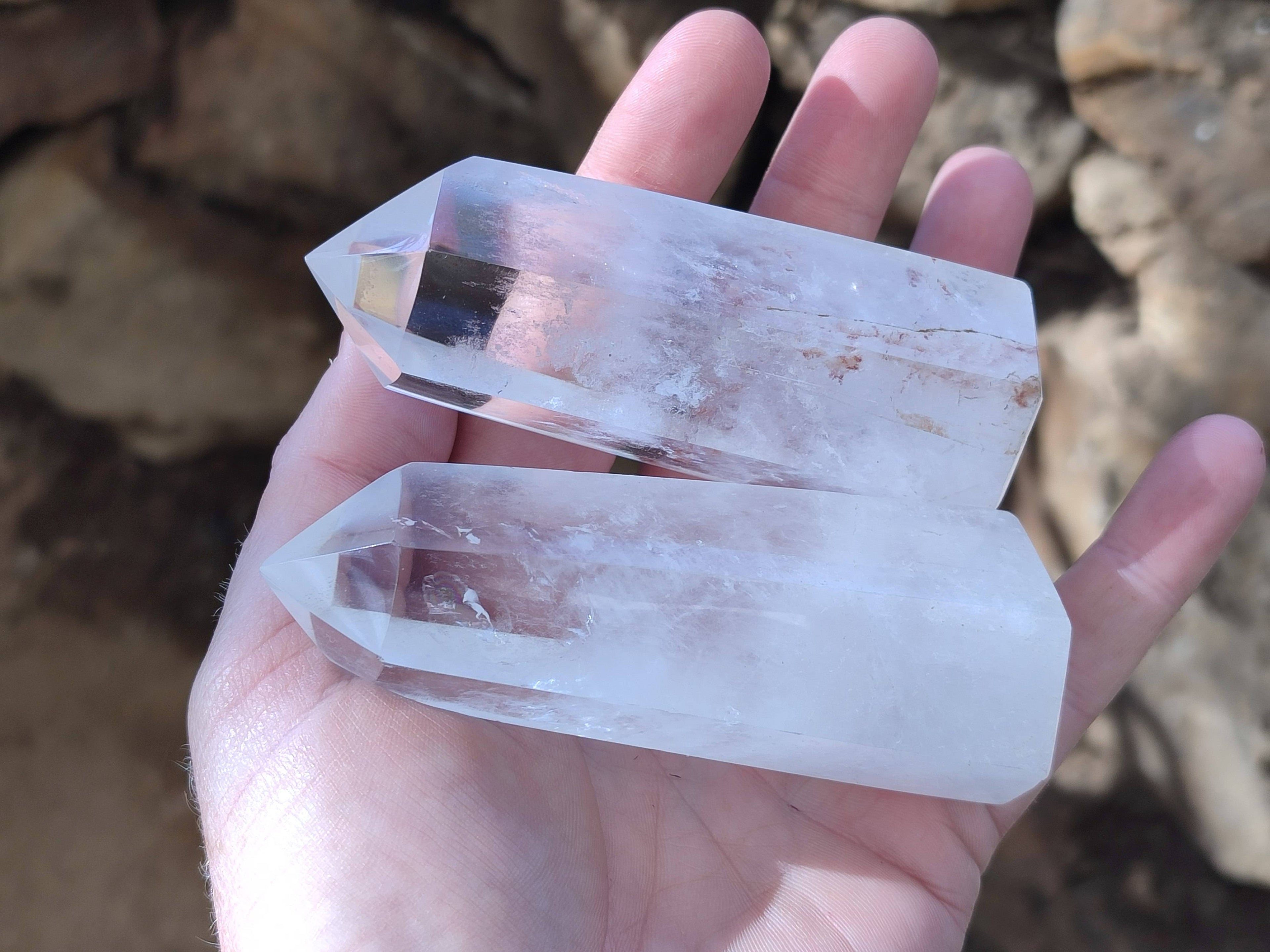 Polished Clear Quartz Crystals x 6 From Madagascar - Toprock Gemstones and Minerals 