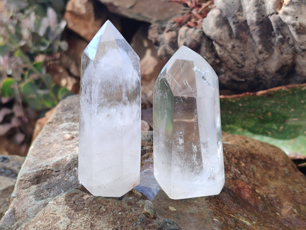 Polished Clear Quartz Crystals x 6 From Madagascar - Toprock Gemstones and Minerals 