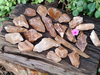Natural Honey Aragonite Etched Pieces x 35 From Namibia