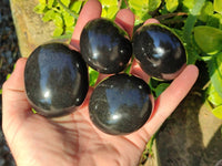 Polished Black Basalt Palm Stones x 12 From Madagascar - Toprock Gemstones and Minerals 