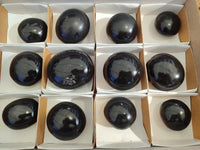 Polished Black Basalt Palm Stones x 12 From Madagascar - Toprock Gemstones and Minerals 